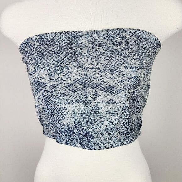 Topshop Snakeskin Strapless Bandeau Top Size 6 - Picture 3 of 16